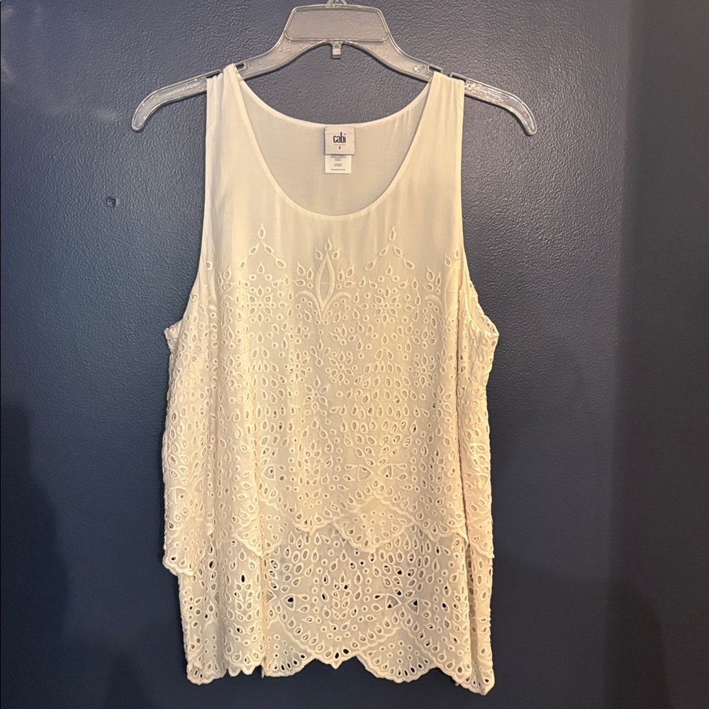 Cabi white eyelet tank